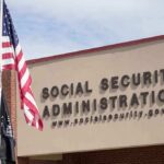 Social Security Administration building with American flag.