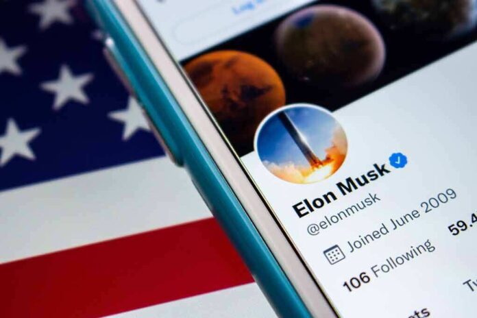 2053825583 featured image Twitter profile on smartphone with American flag.