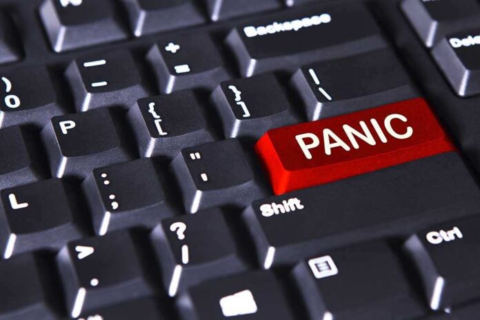 592933007 featured image Keyboard with red "Panic" button.
