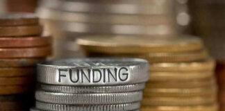 Stack of coins labeled funding with other coins stacks