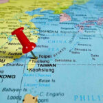 Red pushpin on map of Taiwan
