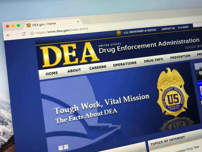 1113944018 DEA website homepage with gold badge and text