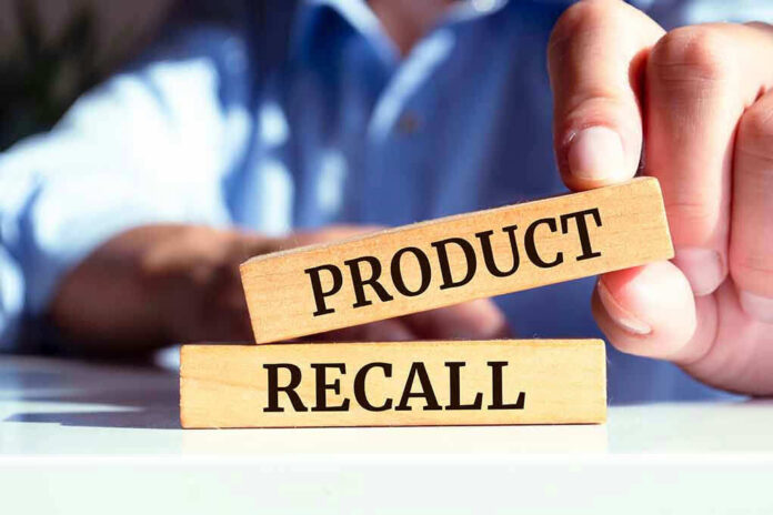 Wooden blocks with Product Recall text.