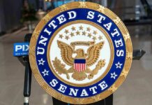 RINO Senator CRUSHED in Primary Seal of the United States Senate featuring an eagle and stars