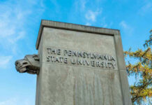 Student GUNNED Down After He Did THIS! The Pennsylvania State University stone pillar with lion sculpture.