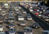 Heavy traffic on a multi-lane highway.
