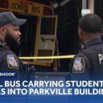 School bus carrying Maryland School for the Blind students crashes into Parkville building