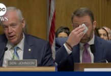 Sen. Mullin gets tearful discussing Trump's hospital visit to his son