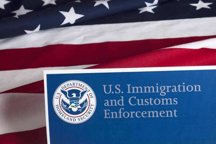 shutterstock_300476915 U.S. ICE document against American flag