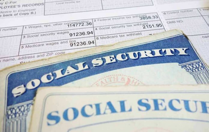 shutterstock_126890366 Social Security cards on top of a tax form