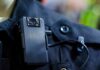 Body camera clipped to a dark uniform