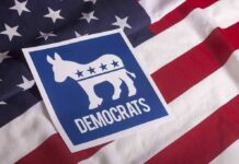 Dem Candidate BLASTED After Repeated Homophobic Slurs Democratic Party donkey symbol on American flag