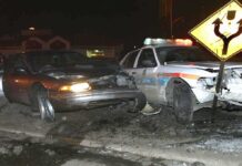 Sorority Girl MOWED Down By Drunk Frat Idiot A damaged car and a police vehicle involved in a nighttime accident