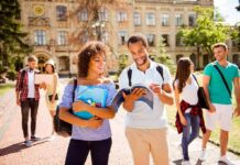 College Prof PEE’s on Students Backpack – Campus Explodes College students walking on campus with books and backpacks