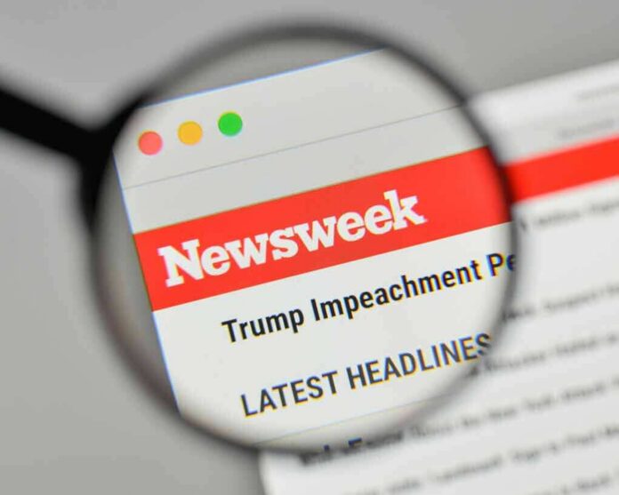 Magnifying glass focusing on Newsweek website header